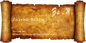 Zsirka Milla névjegykártya